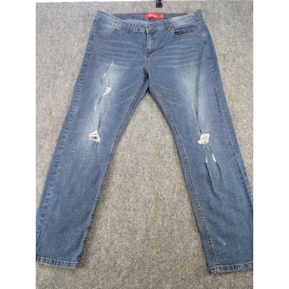 Ring of Fire Jeans Denim Mens Slim Cotton Blend Blue 36 Ripped Distressed Pants